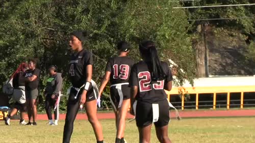 Freshman safety Aubrey Bell (#19) putting on a show for Jordan High School 🔥 1 INT + flags flying everywhere. Columbus, GA talent right here 👀